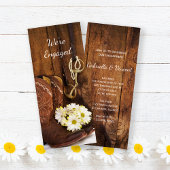 Cowboy Boots Daisies Horse Bit Engagement Party Kaart