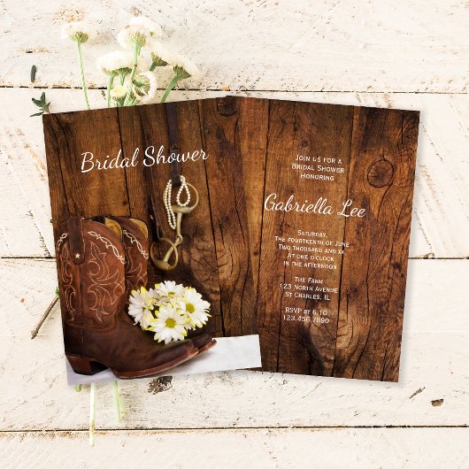 Cowboy Boots Daisies Horse Bit Vrijgezellenfeest Kaart