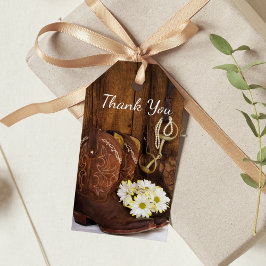 Cowboy Boots, Daisies Horse Bit Wedding Favor Labe Cadeaulabel