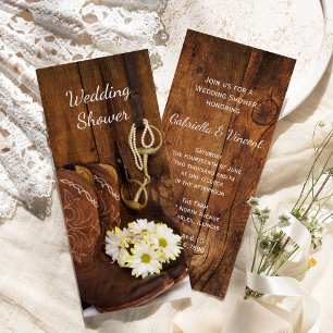 Cowboy Boots Daisies Horse Bit Wedding Shower Kaart