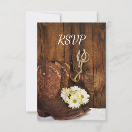 Cowboy Boots, Daisies, paardenbit Wedding RSVP