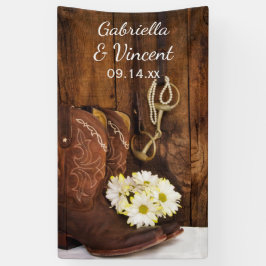 Cowboy Boots, Daisies, Westerne paardenweddenschap Spandoek