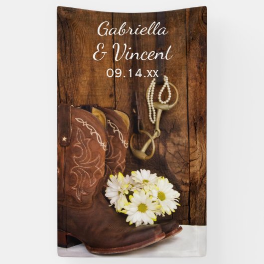 Cowboy Boots, Daisies, Westerne paardenweddenschap Spandoek (Verticaal)