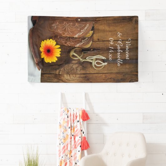 Cowboy Boots, Daisy and Horse Bit Country Wedding Spandoek (Insitu)