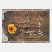 Cowboy Boots, Daisy and Horse Bit Land Western Deken (Voorkant)