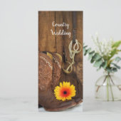 Cowboy Boots, Daisy and Horse Bit Wedding Program Programmakaart (Staand voorkant)