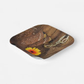 Cowboy Boots, Daisy and Horse Bit Western Papieren Bordje (Gebogen)