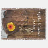 Cowboy Boots, Daisy and Horse Bit Western Wedding Deken (Voorkant)