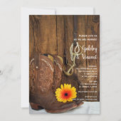 Cowboy Boots, Daisy and Horse Bit Western Wedding Kaart (Voorkant)