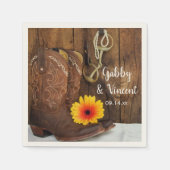 Cowboy Boots, Daisy and Horse Bit Western Wedding Servetten (Voorkant)