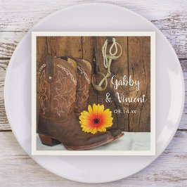 Cowboy Boots, Daisy and Horse Bit Western Wedding Servetten