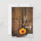 Cowboy Boots Daisy Horse Bit Barn Wedding RSVP (Voorkant)