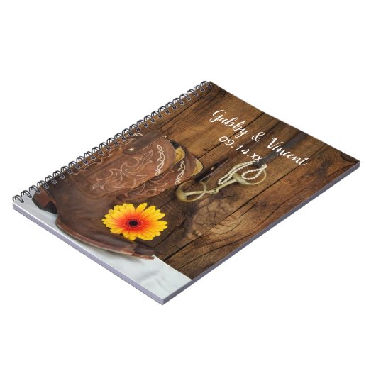 Cowboy Boots, Daisy Horse Bit Country Wedding Notitieboek (Linkerzijde)