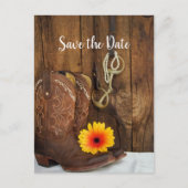 Cowboy Boots Daisy Horse Bit Wedding Save the Date Aankondigingskaart (Voorkant)
