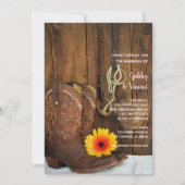 Cowboy Boots Daisy Horse Bit Western Barn Wedding Kaart (Voorkant)