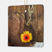 Cowboy Boots, Daisy Horse Bit Western Wedding Keramisch Ornament (Links)