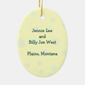 Cowboy Boots, eerste kerstsnowflakes Keramisch Ornament (Achterkant)