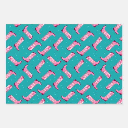 Cowboy Boots en Flowers Inpakpapier Vel (Voorkant 3)