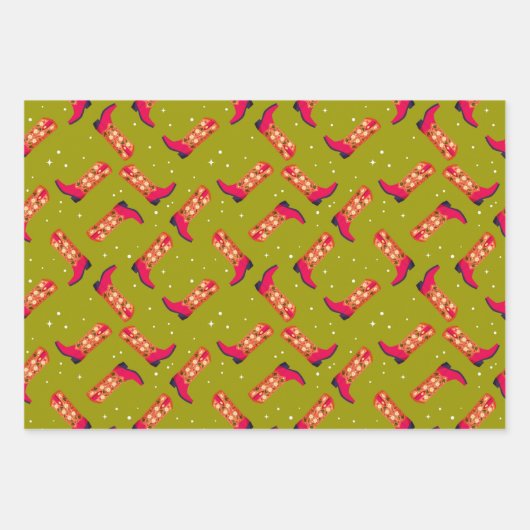 Cowboy Boots en Flowers Inpakpapier Vel (Voorkant 2)