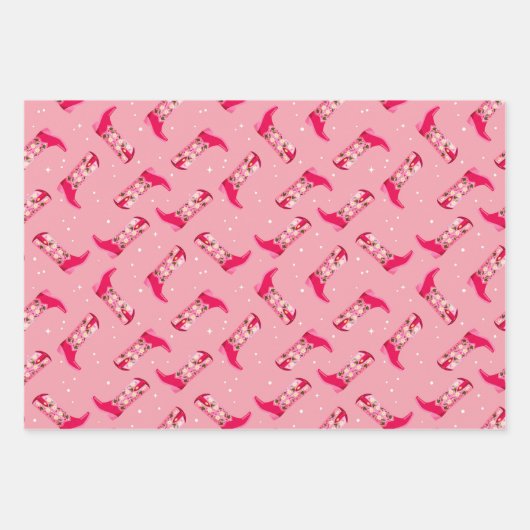 Cowboy Boots en Flowers Inpakpapier Vel (Voorkant)