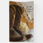 Cowboy Boots en Lace Country Barn Wedding Spandoek (Verticaal)