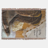 Cowboy Boots en Lace Country Western Wedding Deken (Voorkant)