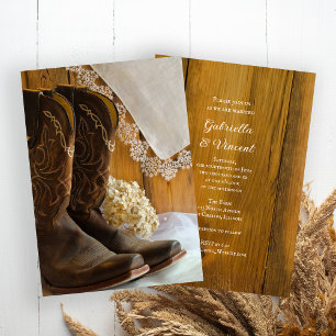 Cowboy Boots en Lace Country Western Wedding Kaart