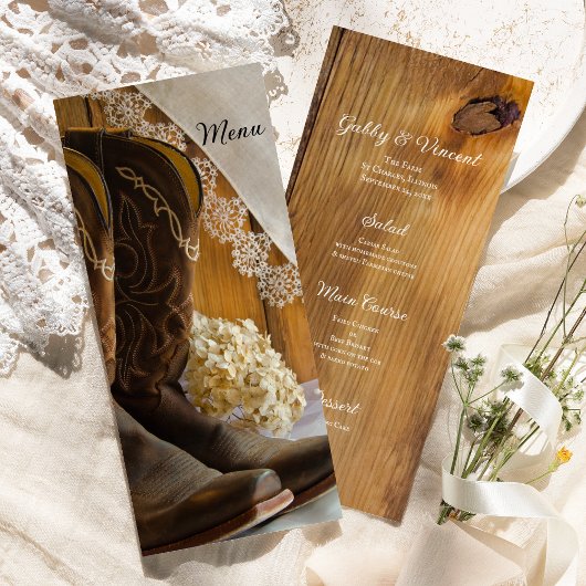 Cowboy Boots en Lace Country Western Wedding Menu