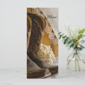 Cowboy Boots en Lace Country Western Wedding Menu (Staand voorkant)