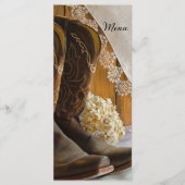 Cowboy Boots en Lace Country Western Wedding Menu (Voorkant)