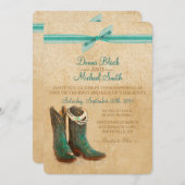 Cowboy Boots en Lace Wedding Invitation Kaart (Voorkant / Achterkant)