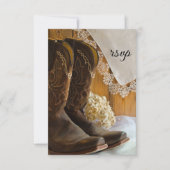 Cowboy Boots en Lace Western Wedding RSVP Kaart (Voorkant)