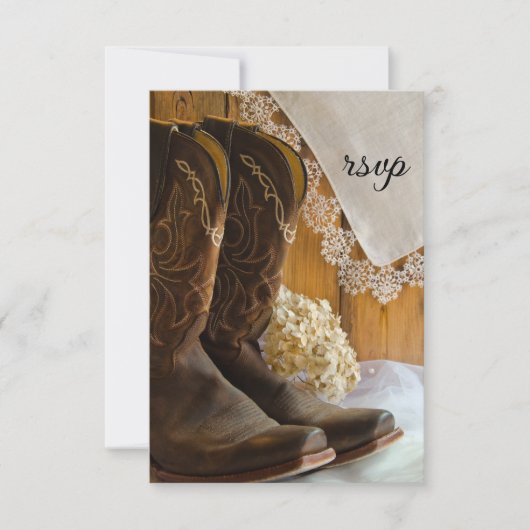 Cowboy Boots en Lace Western Wedding RSVP Kaart (Voorkant)
