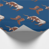 Cowboy Boots en Longhorn Steer Western Cadeaupapier (Hoek)