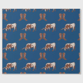 Cowboy Boots en Longhorn Steer Western Cadeaupapier (Vlak)