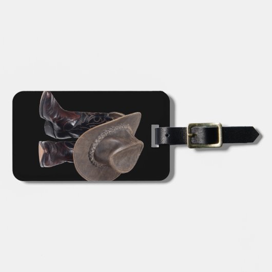 Cowboy Boots en Pet Bagagelabel (Voorkant horizontaal)