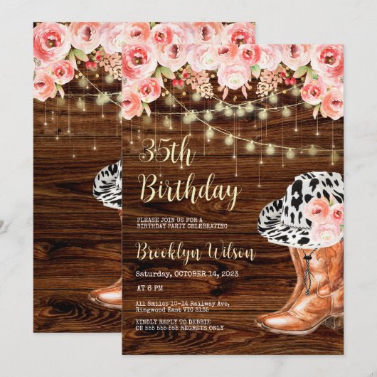 Cowboy Boots en Pet Birthday Party Invitation Kaart (Voorkant / Achterkant)