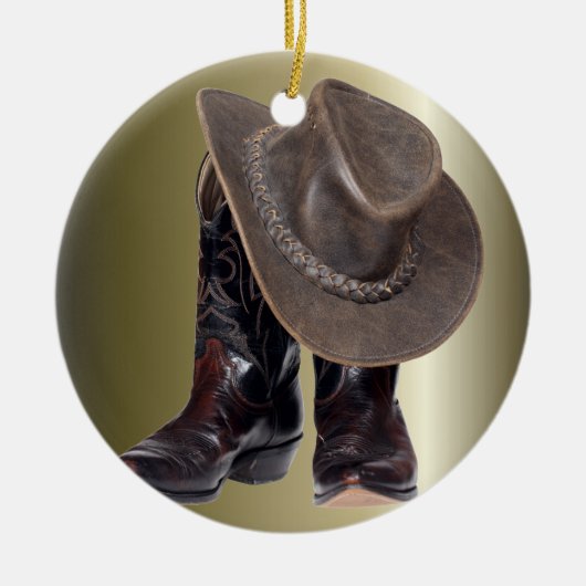 Cowboy Boots en Pet Keramisch Ornament (Voorkant)