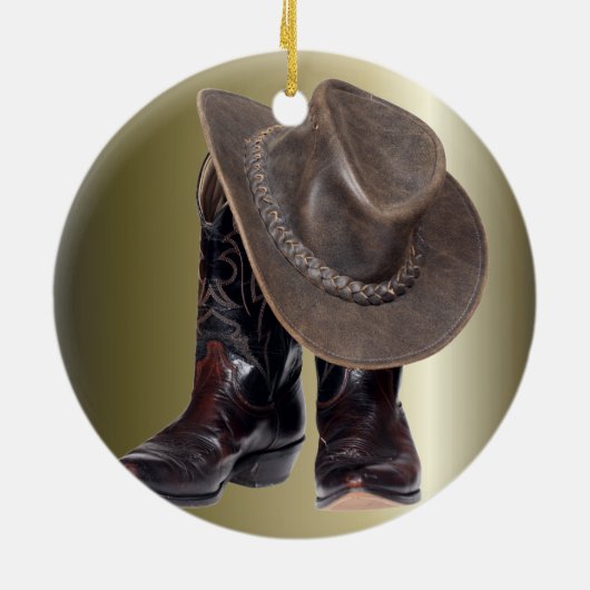 Cowboy Boots en Pet Keramisch Ornament (Achterkant)