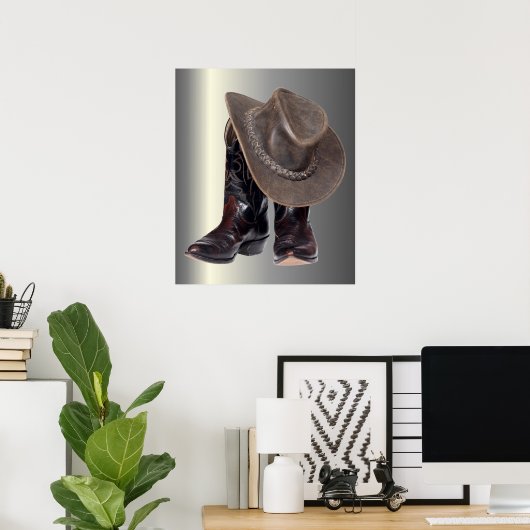 Cowboy Boots en Pet Poster (Thuiskantoor)