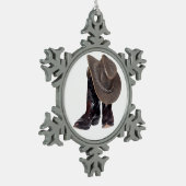 Cowboy Boots en Pet Tin Sneeuwvlok Ornament (Links)