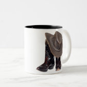 Cowboy Boots en Pet Tweekleurige Koffiemok (Voorkant rechts)