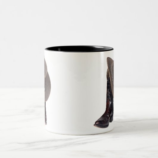 Cowboy Boots en Pet Tweekleurige Koffiemok (Center)