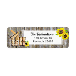 Cowboy Boots en Sunflower Rustic Etiket