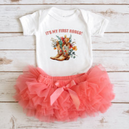 Cowboy Boots First Rodeo Birthday Baby Bodysuit