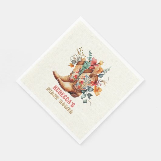 Cowboy Boots First Rodeo Birthday Paper Napkins Servet (Hoek)