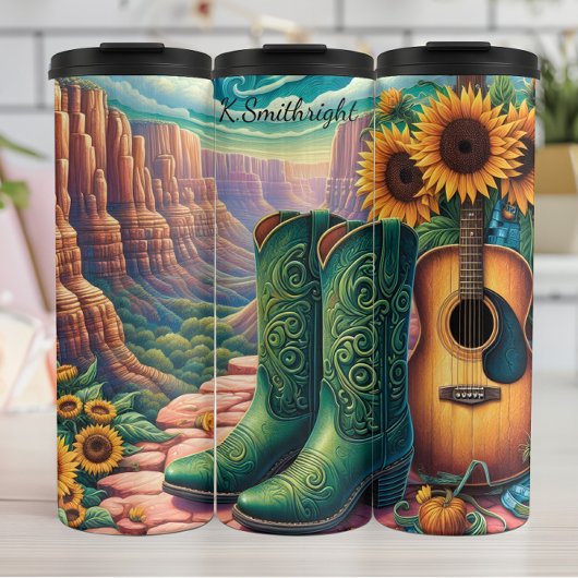 Cowboy Boots Flower Guitar Canyon Thermosbeker