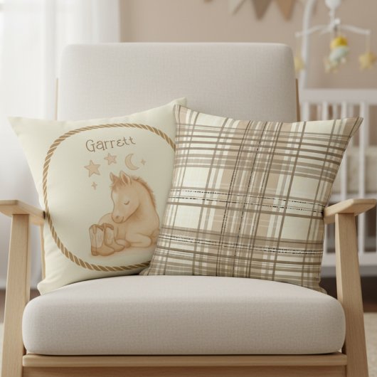 Cowboy Boots & Foal Nursery Pillow Kussen