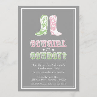 Cowboy Boots Gender onthult feestelijke uitnodigin Kaart