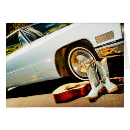 Cowboy Boots Guitar en Vintage Car Westerne Kaart
